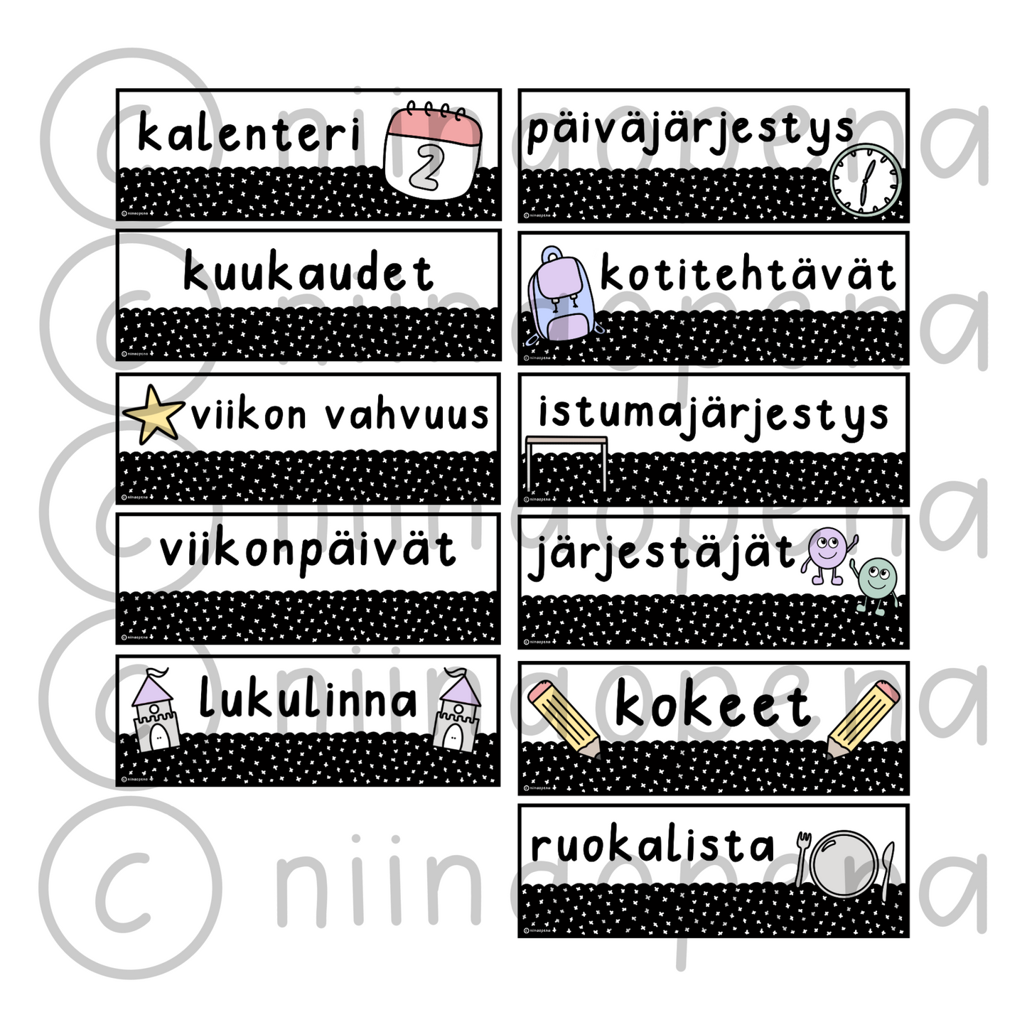 Otsikot luokkaan