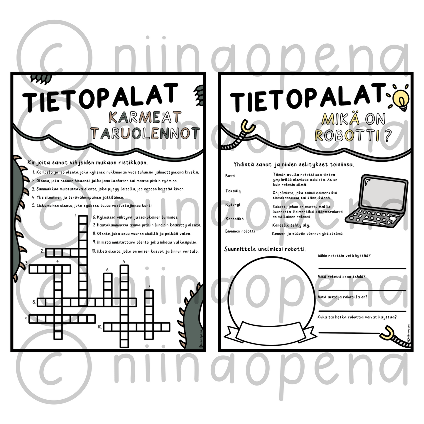 Lukupiiritehtävät: Tietopalat