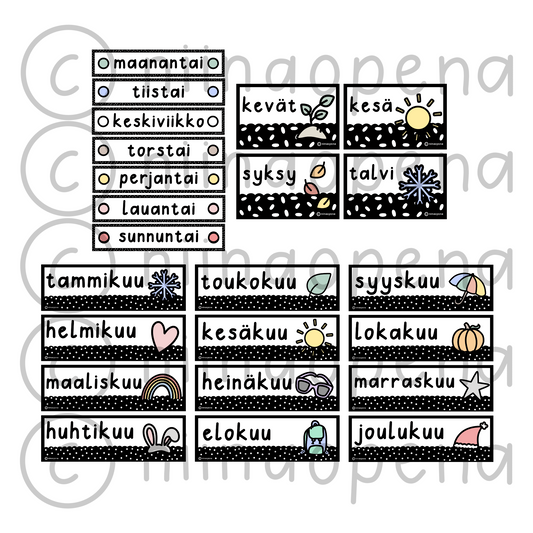 Viikonpäivät, kuukaudet ja vuodenajat 🇫🇮